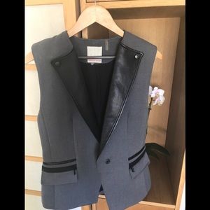 Rebecca Taylor Leather Black and Grey Vest